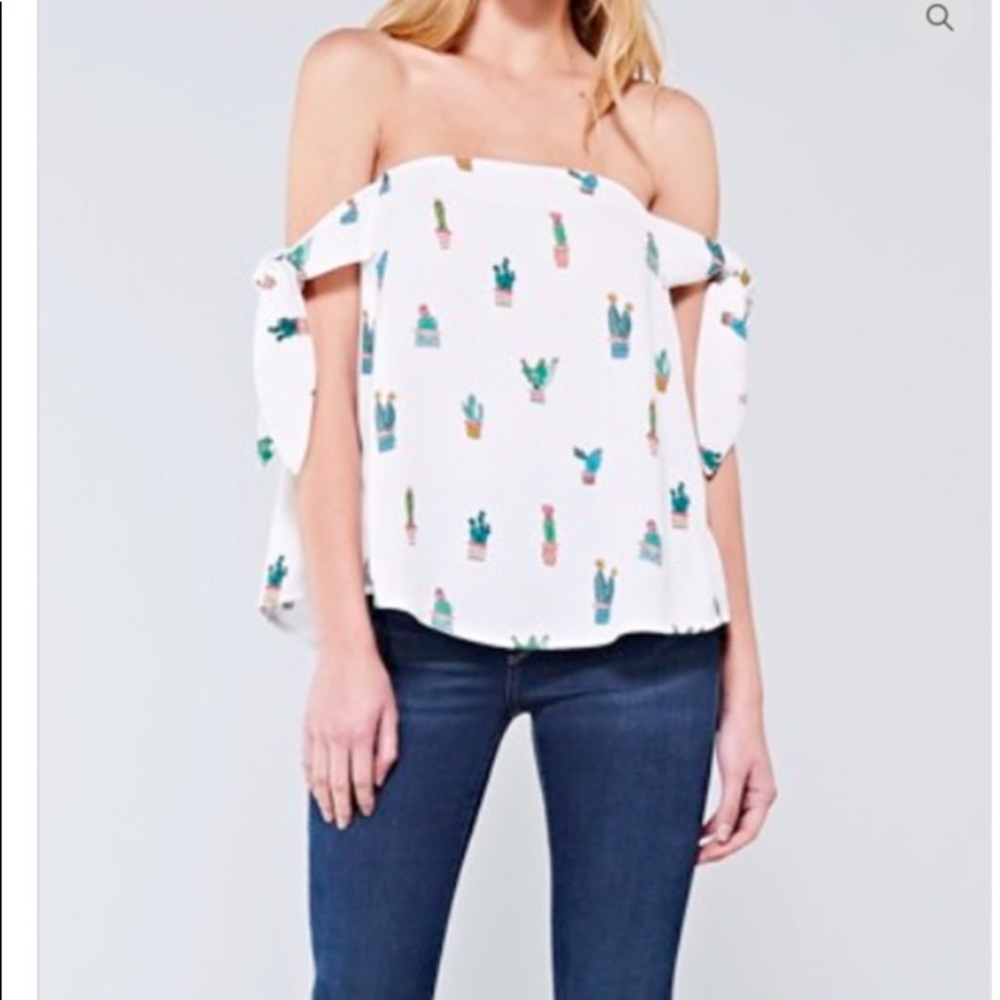 Do and Be Cactus print off the shoulder top